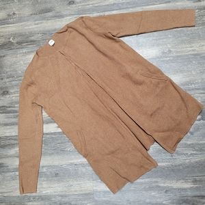 Brown J. Crew Open Sweater with Pockets